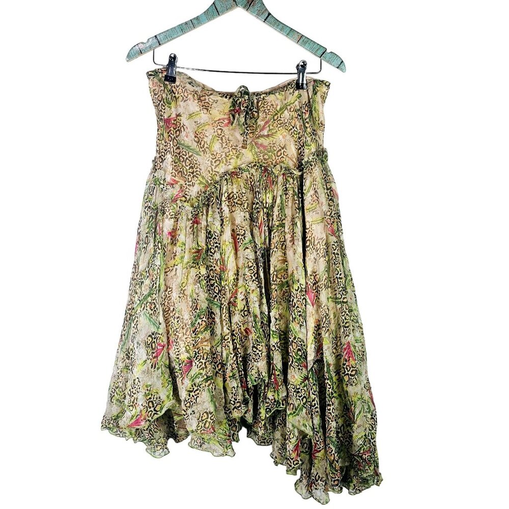 Diane Von Furstenberg Asymmetrical Flowy Fairytale Cheetah Print Skirt, Sz 2